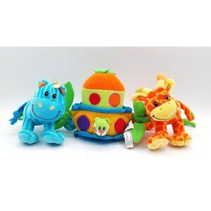 Playgro Squeak Stuffed Animal Baby Toy for Stroller/Crib Hippo Giraffe